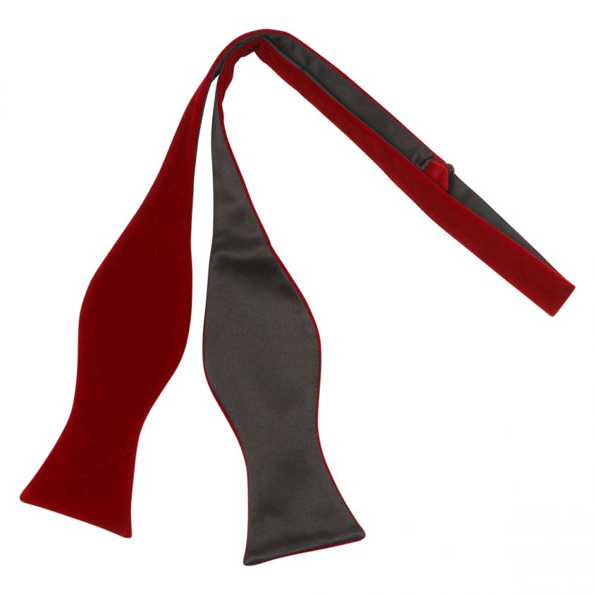 Dark Red Velvet Self-Tie Bow Tie