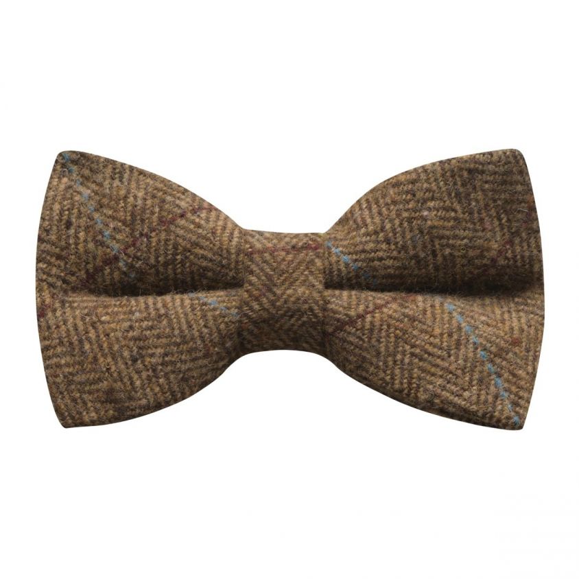 Luxury Herringbone Brown Tweed Bow Tie