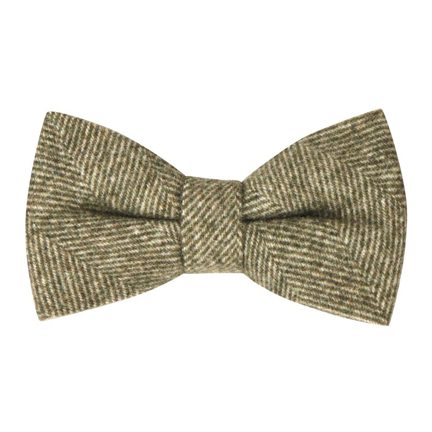 Fern Green Herringbone Bow Tie