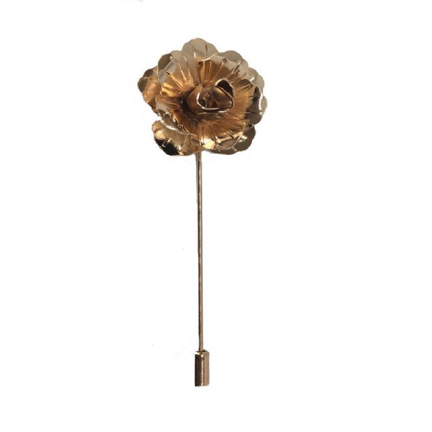 Gold Metal Flower/Rose Lapel Pin