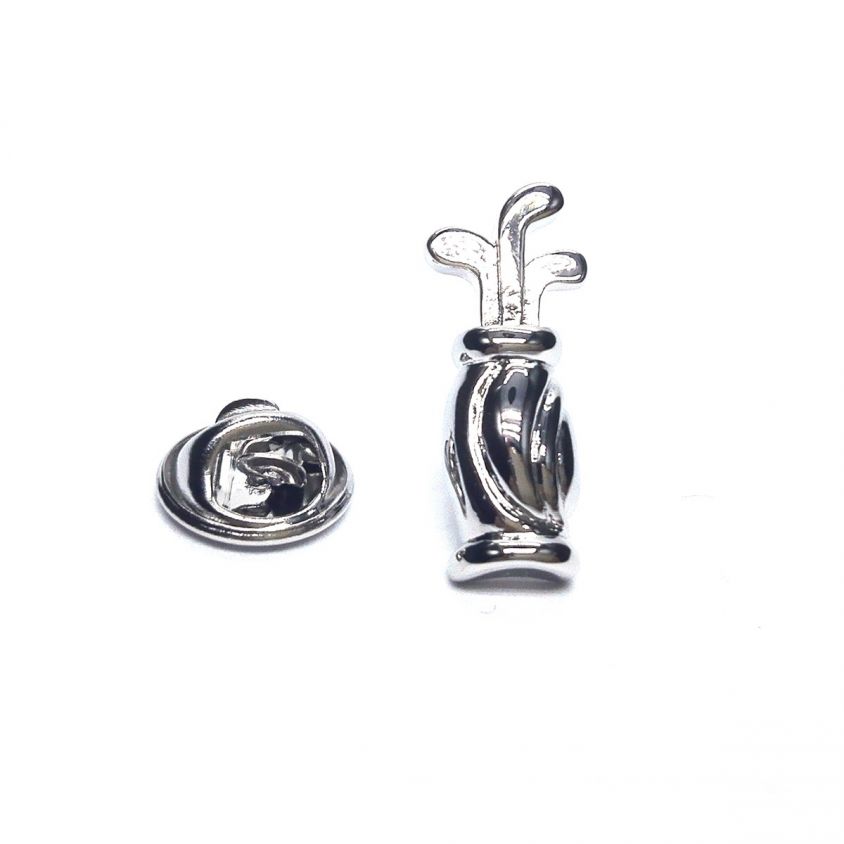Golf Bag and Clubs Pewter Lapel Pin