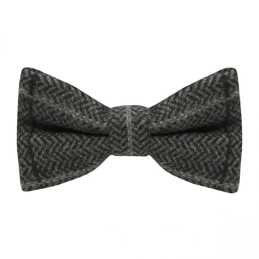 Graphite Grey Herringbone Check Bow Tie