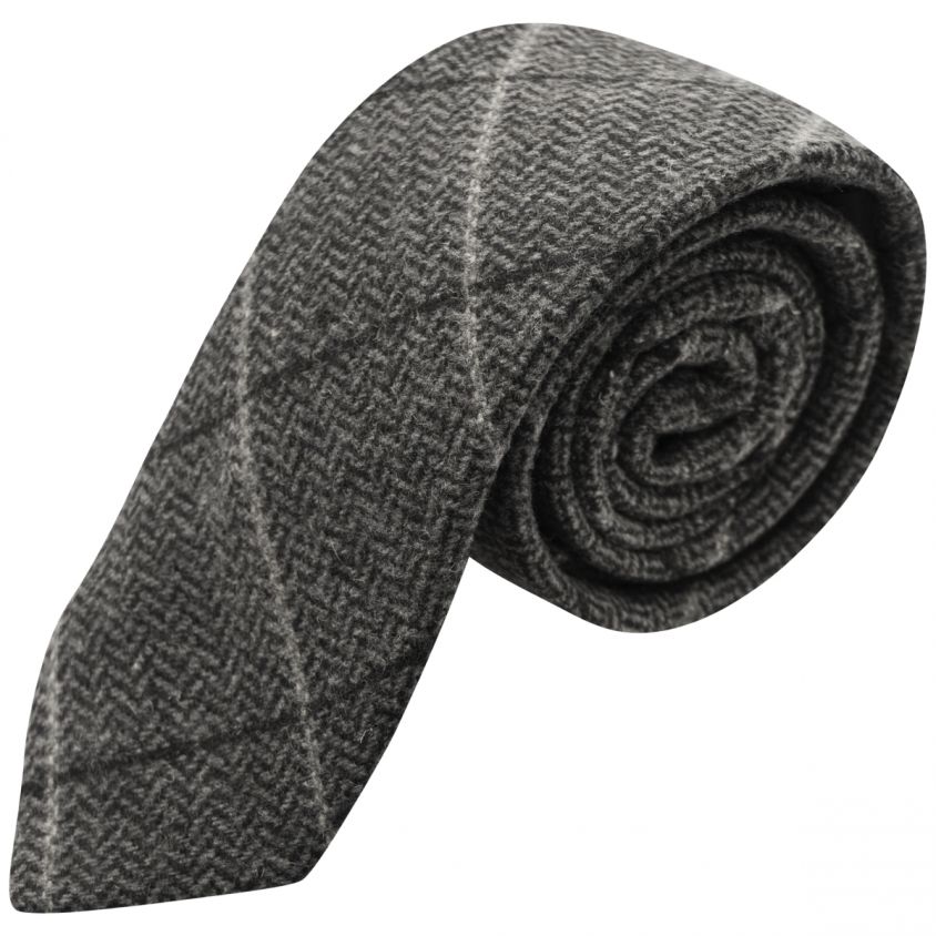 Graphite Grey Herringbone Check Tie