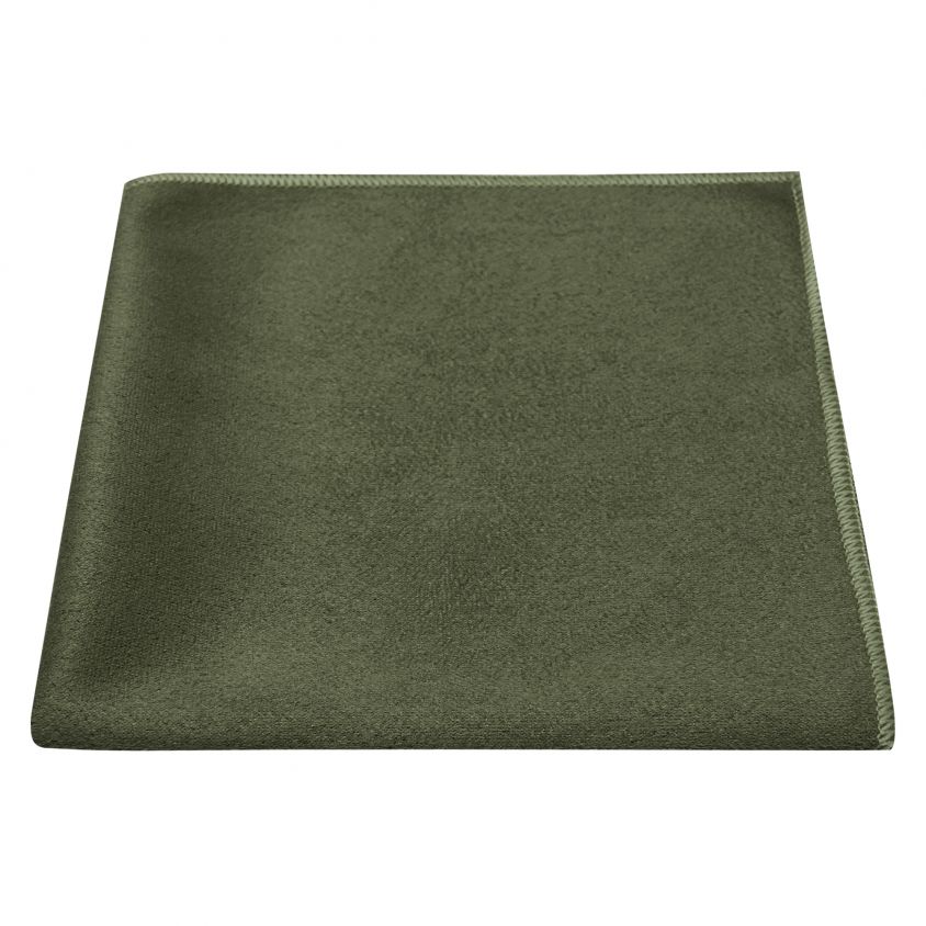 Dark Olive Green Suede Pocket Square
