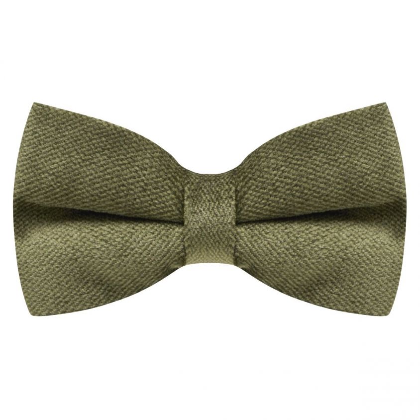 Olive Green Textured Velvet Bow Tie