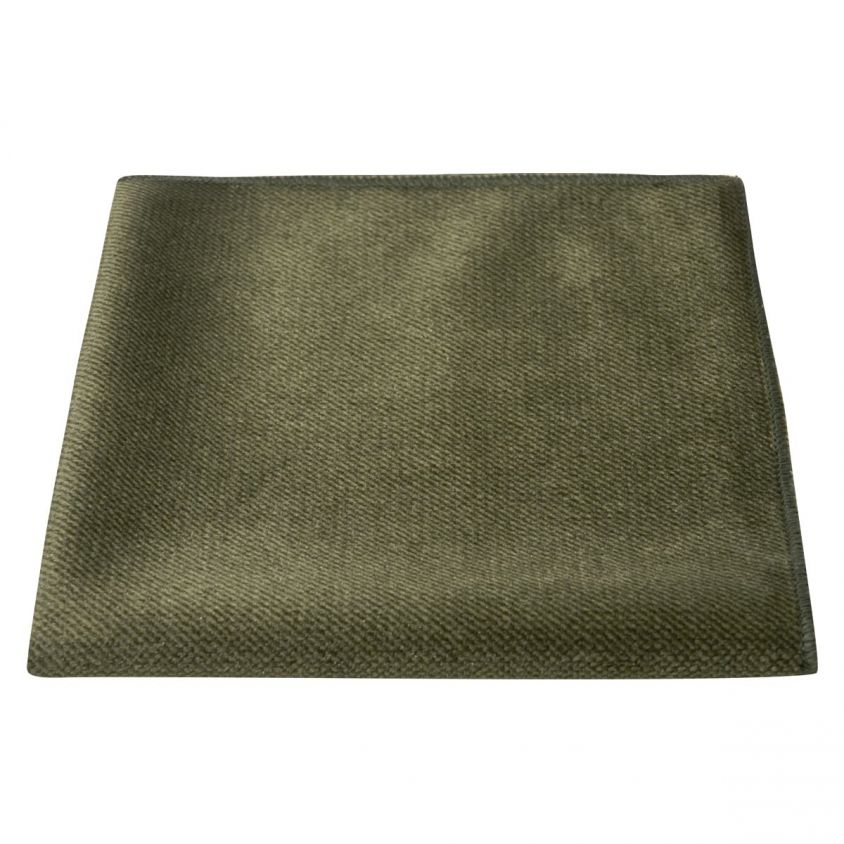 Olive Green Textured Velvet Pocket Square