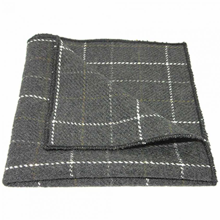 Heritage Check Charcoal Grey Pocket Square
