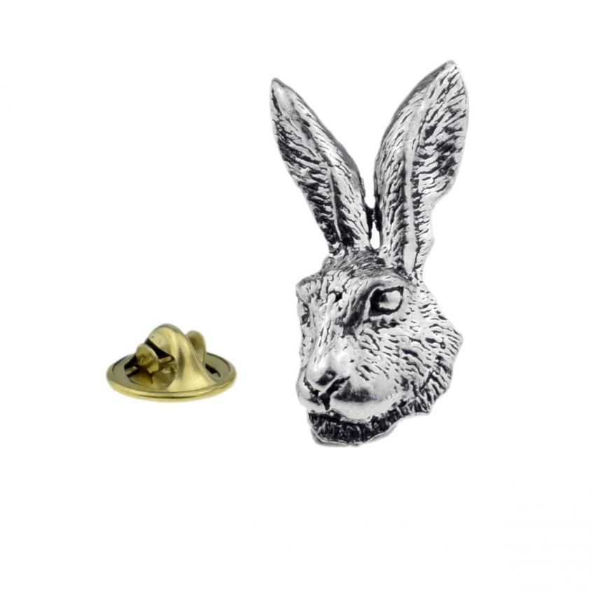 Hare Head Pewter Lapel Pin