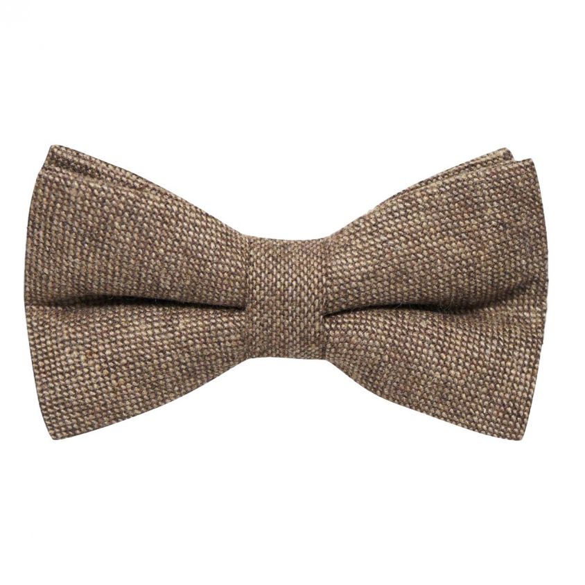Highland Weave Hessian Brown Bow Tie