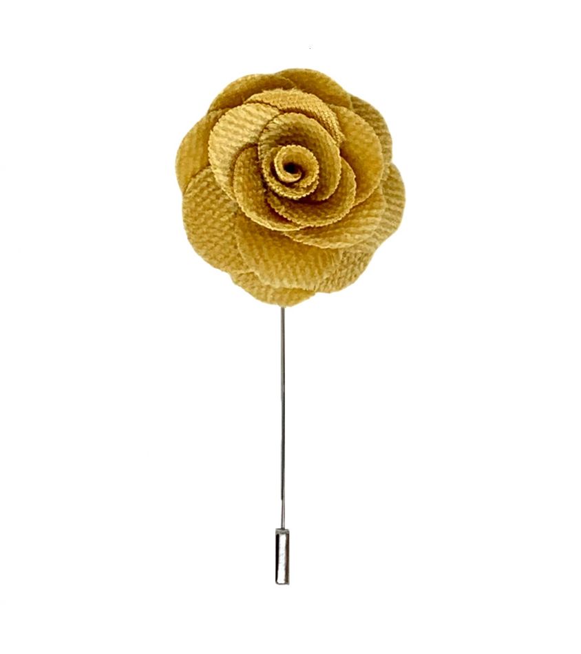 Heritage Gold Velvet Flower/Rose Lapel Pin