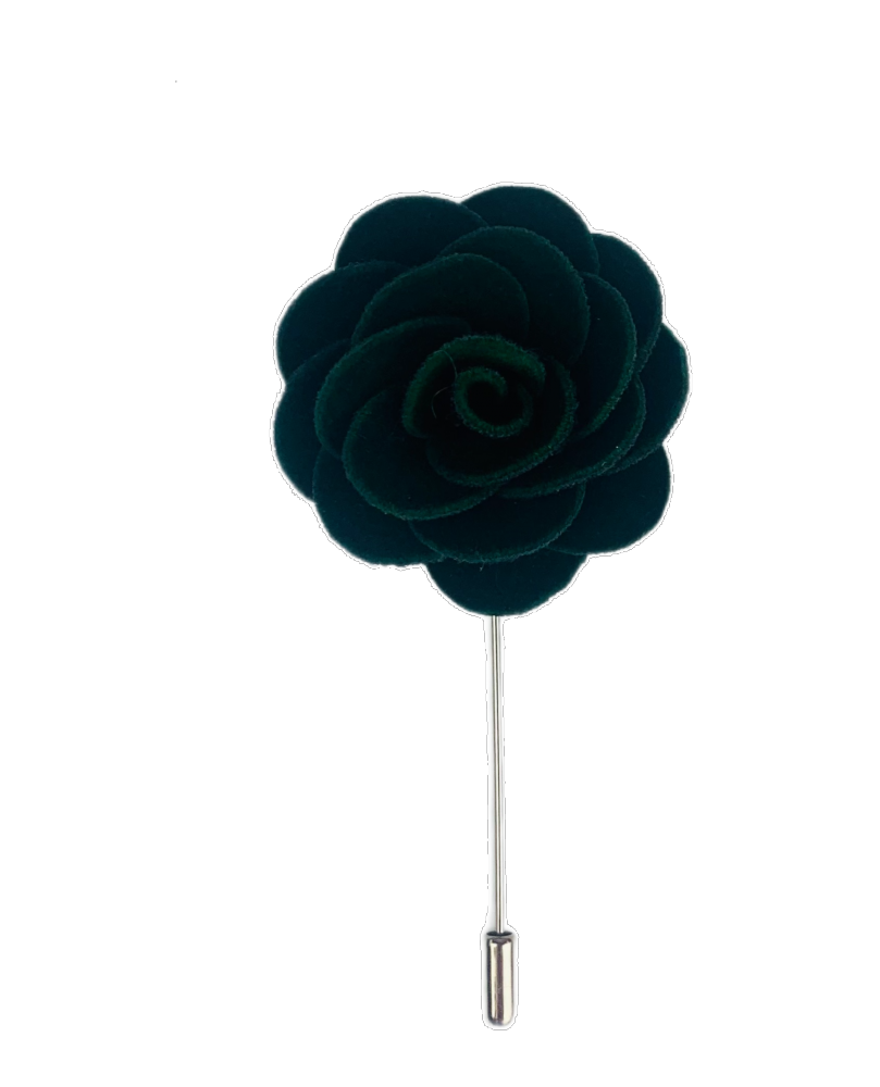 Dark Green Velvet Flower/Rose Lapel Pin