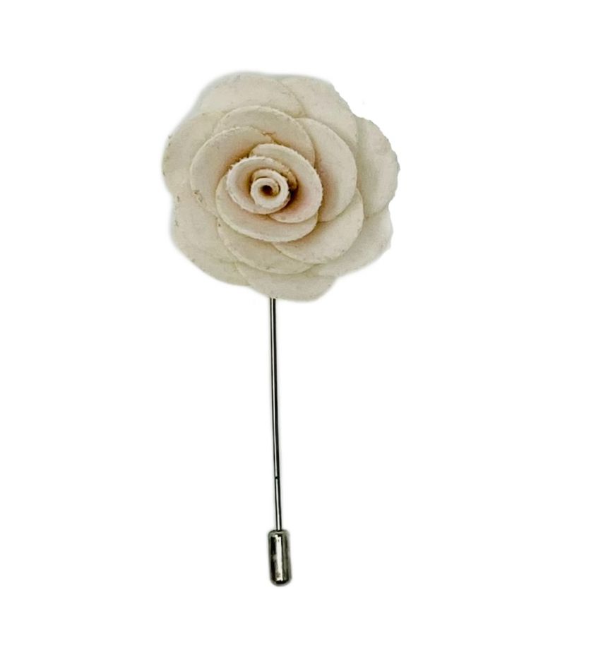 Ivory Velvet Flower/Rose Lapel Pin