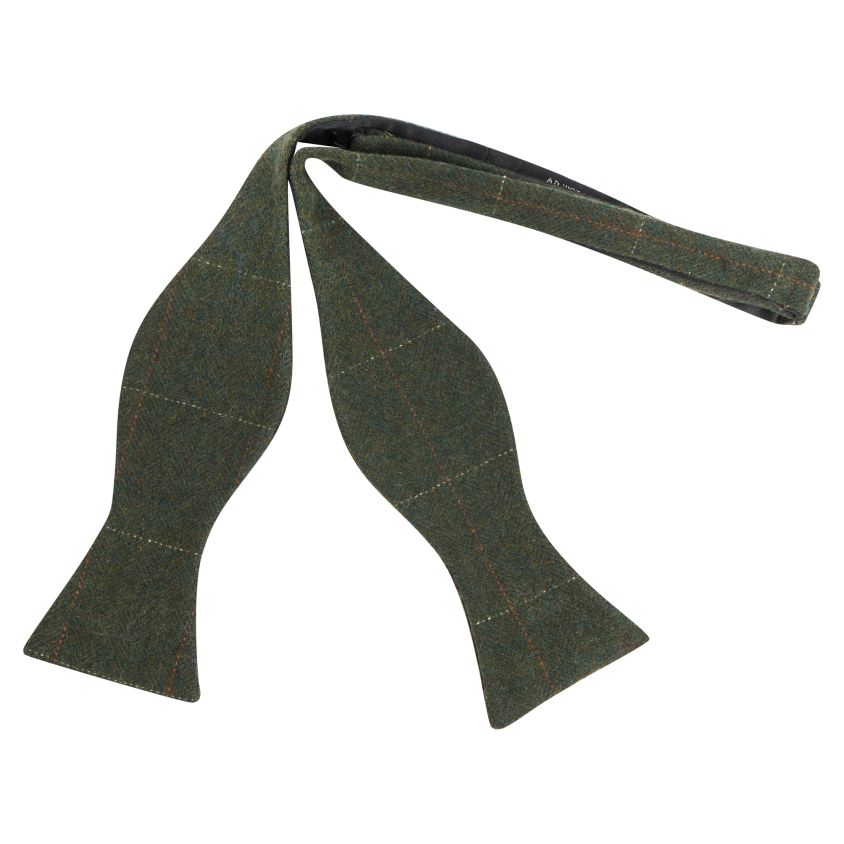 Forest Green Herringbone Tweed Self-Tie Bow Tie