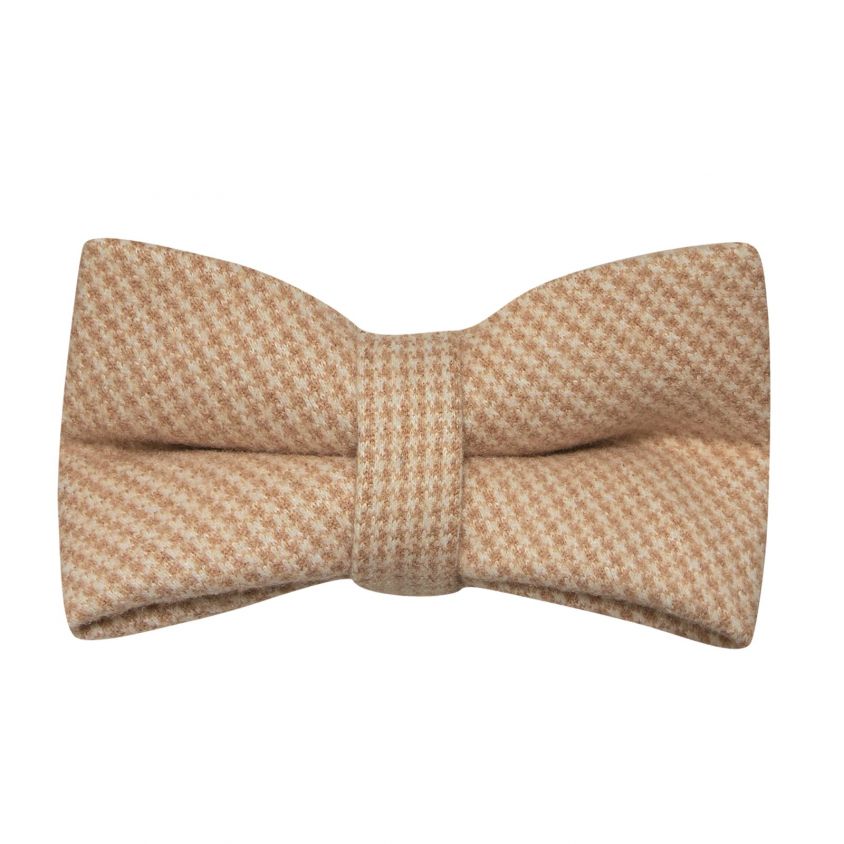 Golden Brown Micro Dogtooth Bow Tie
