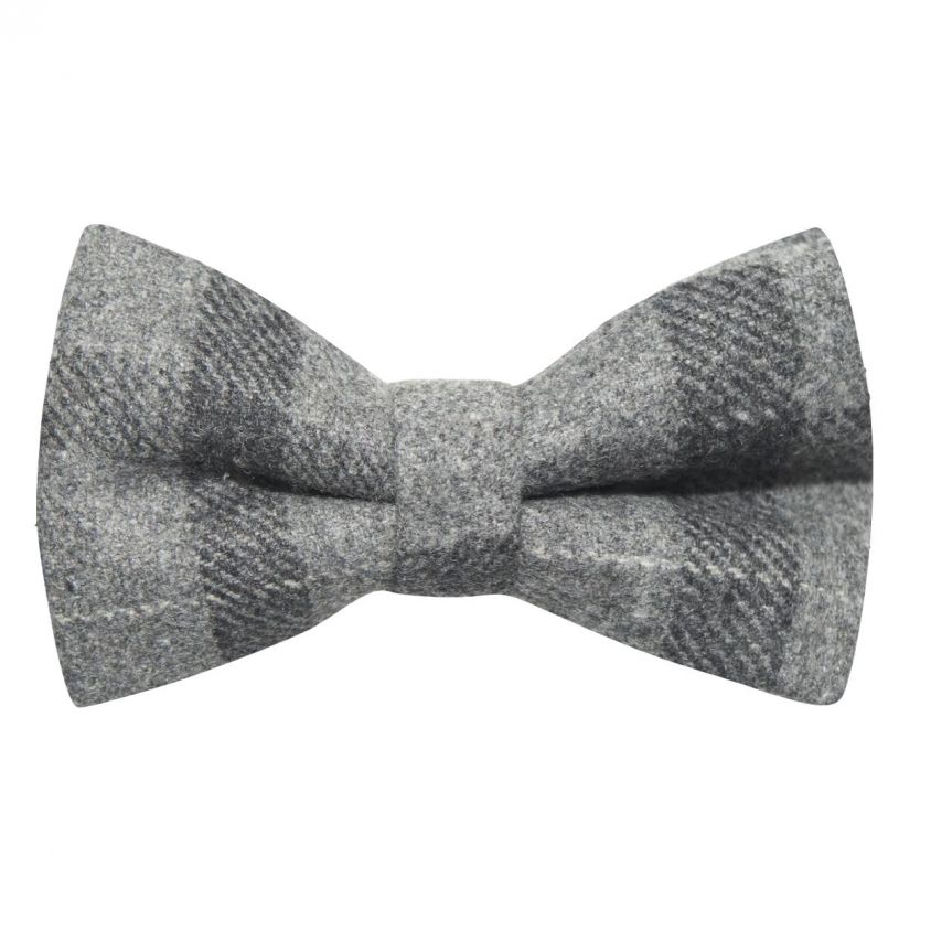 Light Grey & Dark Grey Check Bow Tie