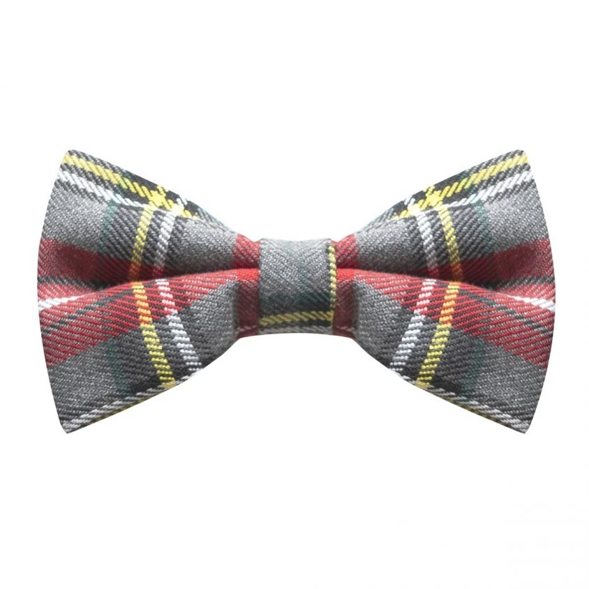 Traditional Light Grey & Red Tartan Bow Tie