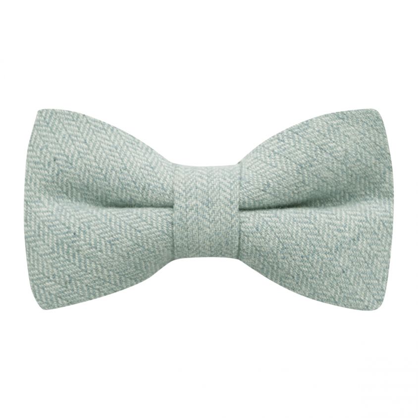 Mint Green Herringbone Bow Tie