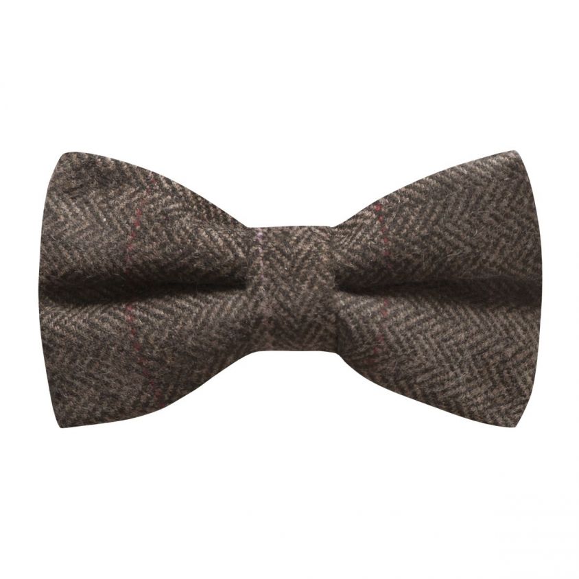 Luxury Herringbone Mocha Brown Bow Tie