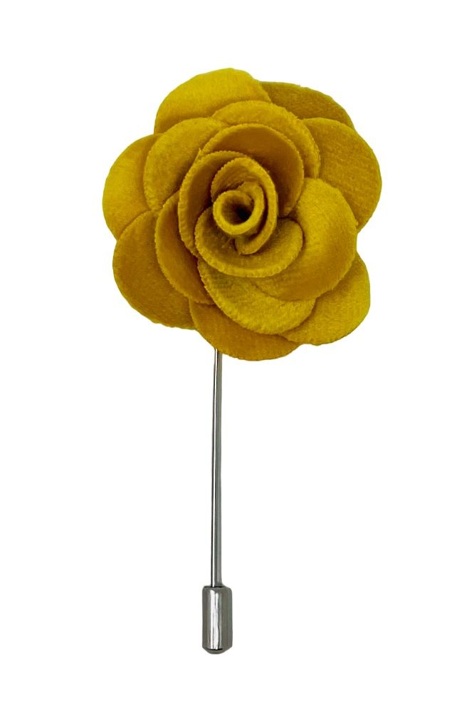 Mustard Yellow Velvet Flower/Rose Lapel Pin
