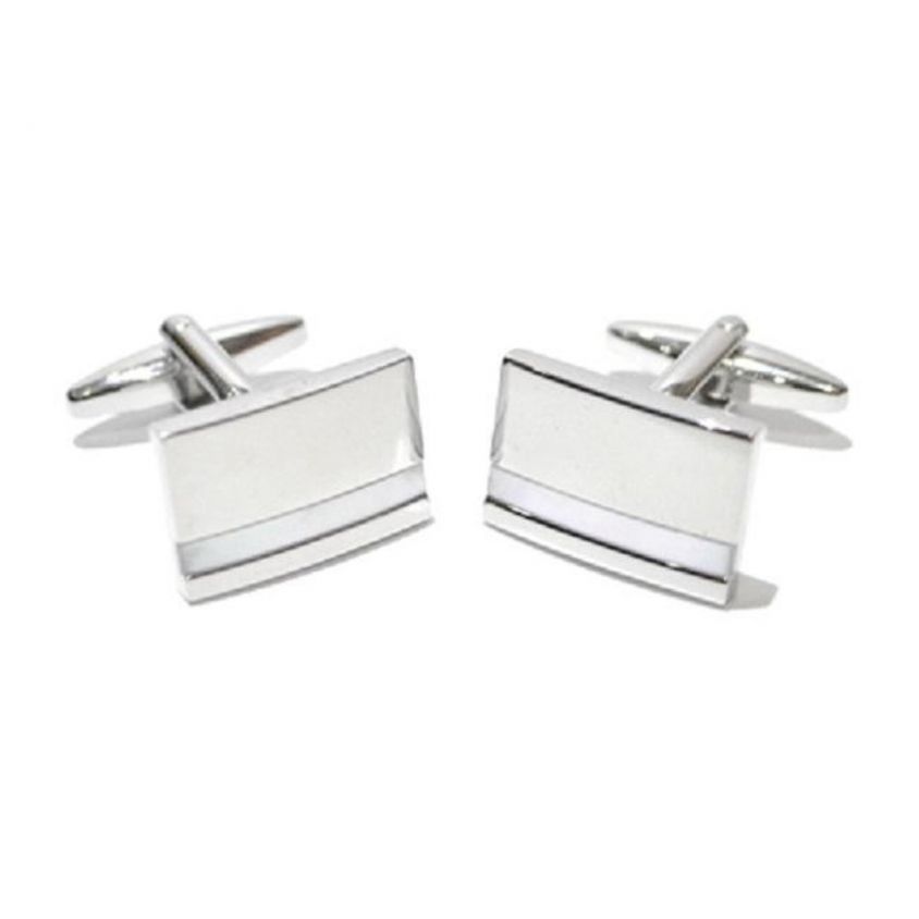 Rectangle Silver Mother of Pearl Cufflinks