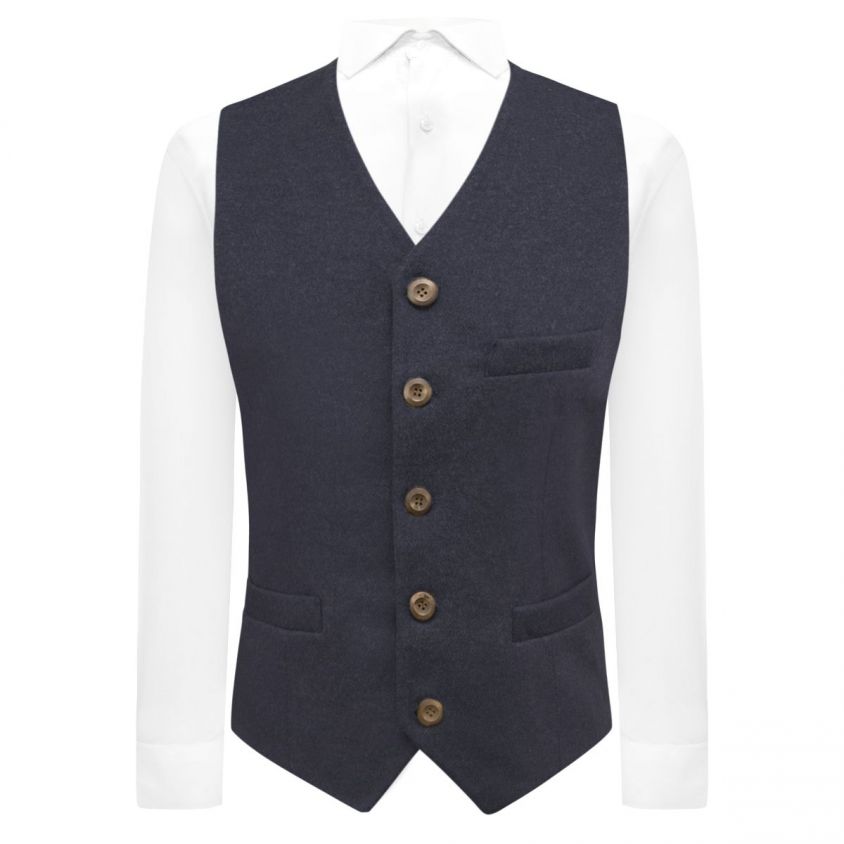 Navy Blue Donegal Tweed Waistcoat