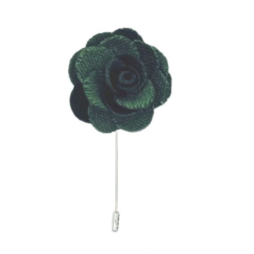 Olive Green Velvet Flower/Rose Lapel Pin