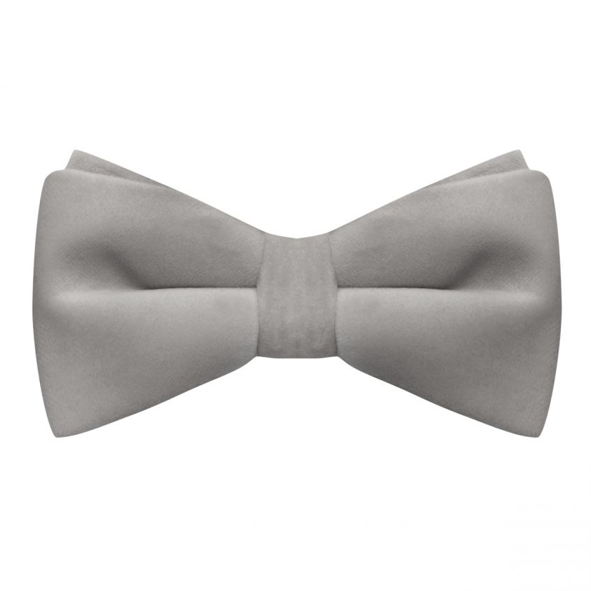 Silver Oyster Grey Velvet Bow Tie