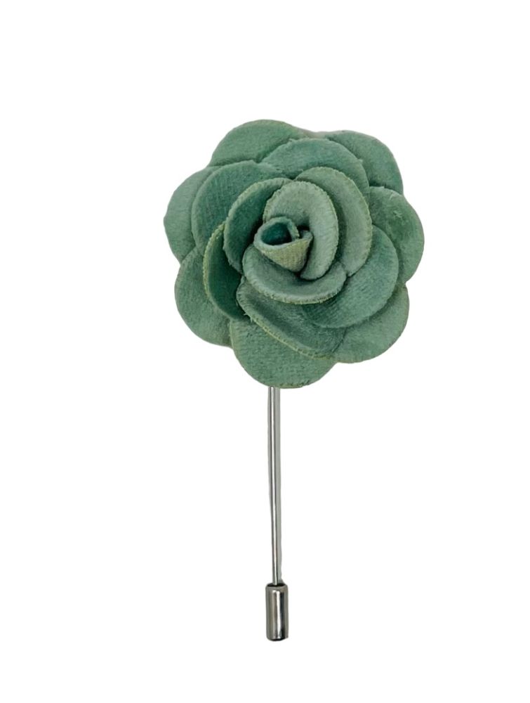 Pale Green Velvet Flower/Rose Lapel Pin