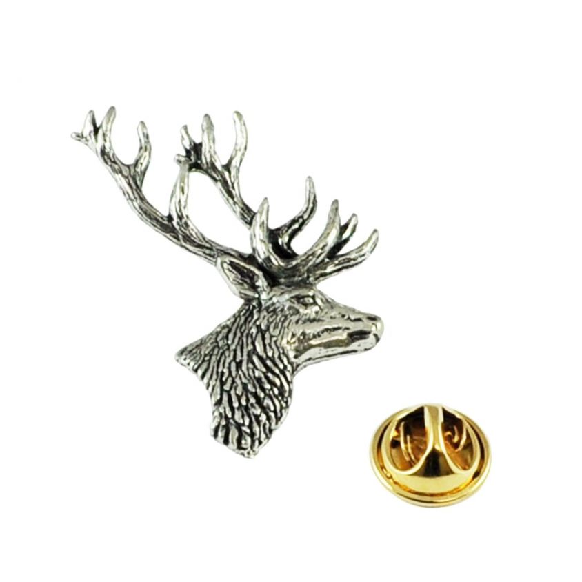 Stags Head Pewter Lapel Pin