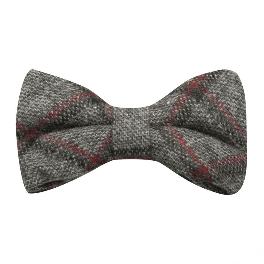 Heritage Pebble Grey Check Bow Tie