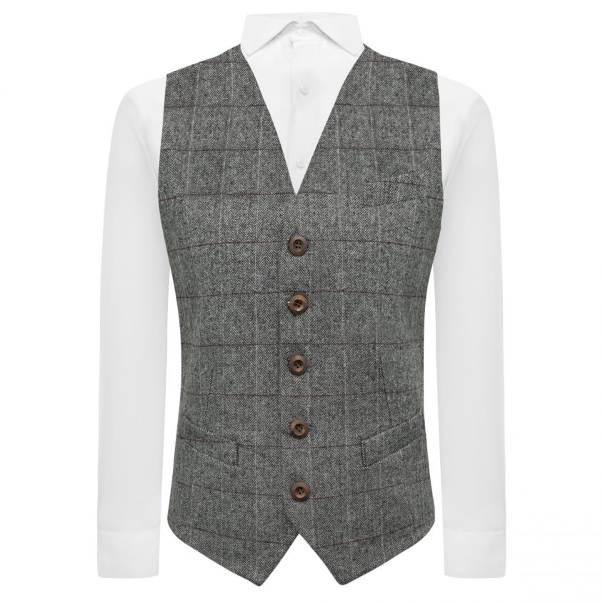 Pewter Grey Herringbone Waistcoat