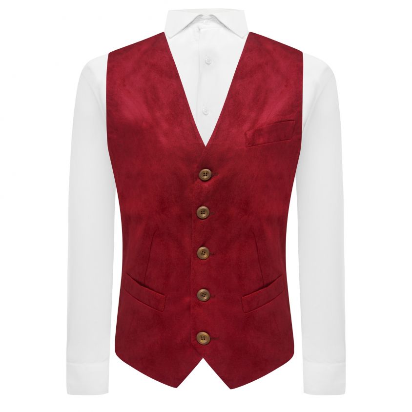 Chilli Red Suede Waistcoat