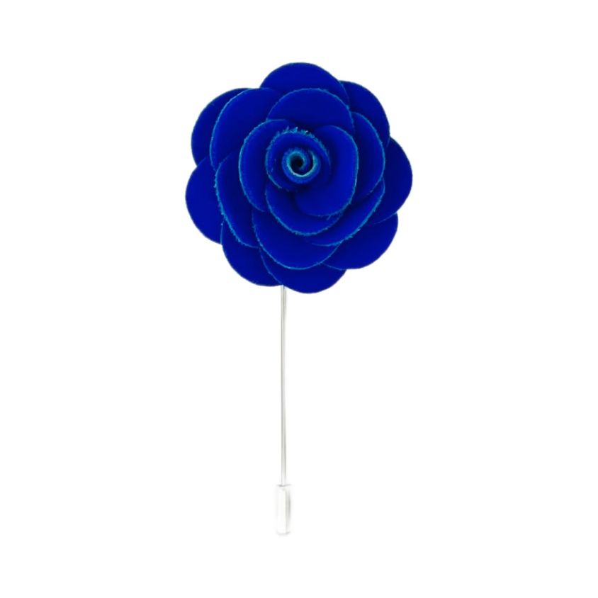 Royal Blue Velvet Flower/Rose Lapel Pin