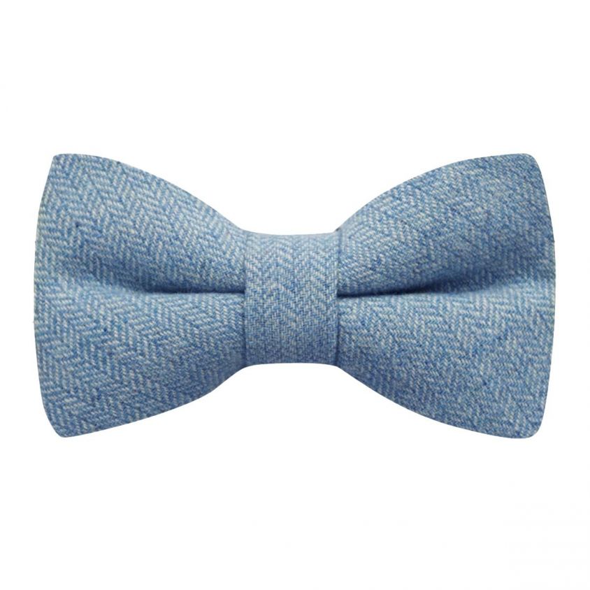 Sky Blue Herringbone Bow Tie
