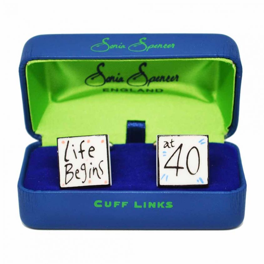 Life Begins at 40 Cufflinks by Sonia Spencer