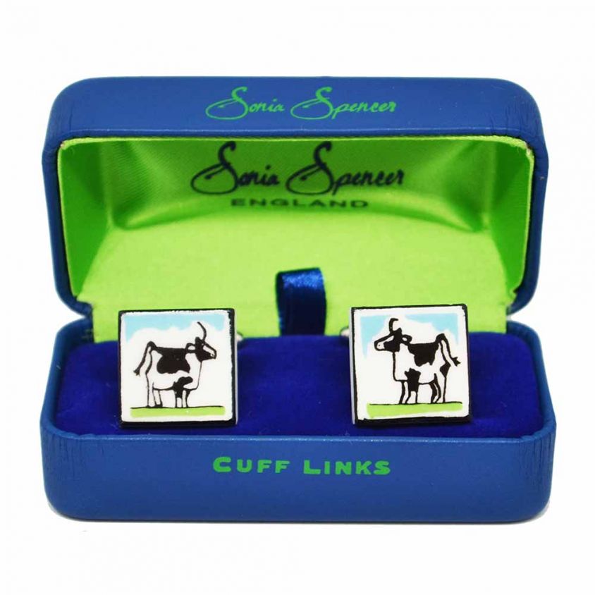 Black & White Cow Cufflinks by Sonia Spencer