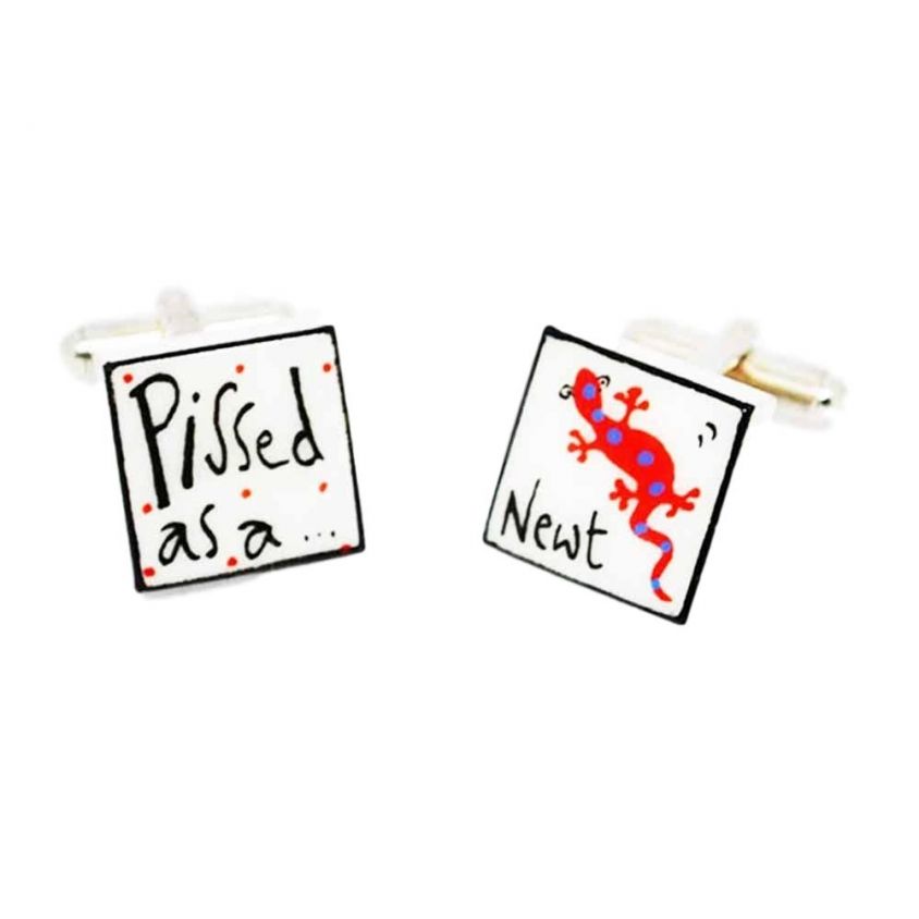 Red P***ed as a Newt Cufflinks by Sonia Spencer