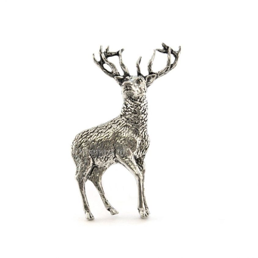 Standing Stag Pewter Lapel Pin
