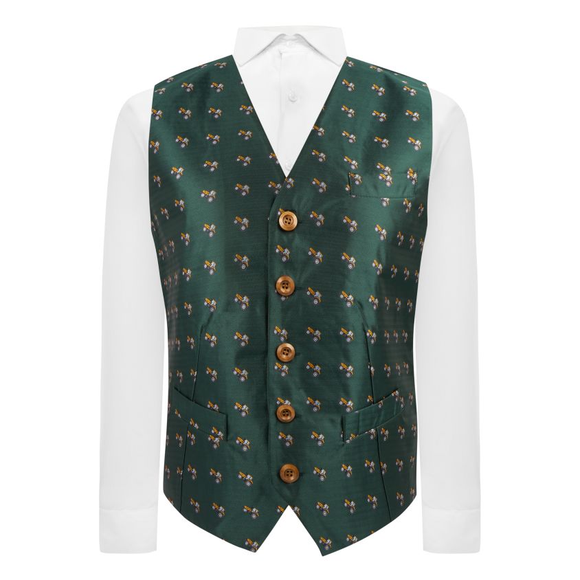 King & Priory Luxury Herringbone Cravatta in Tweed Verde Foresta