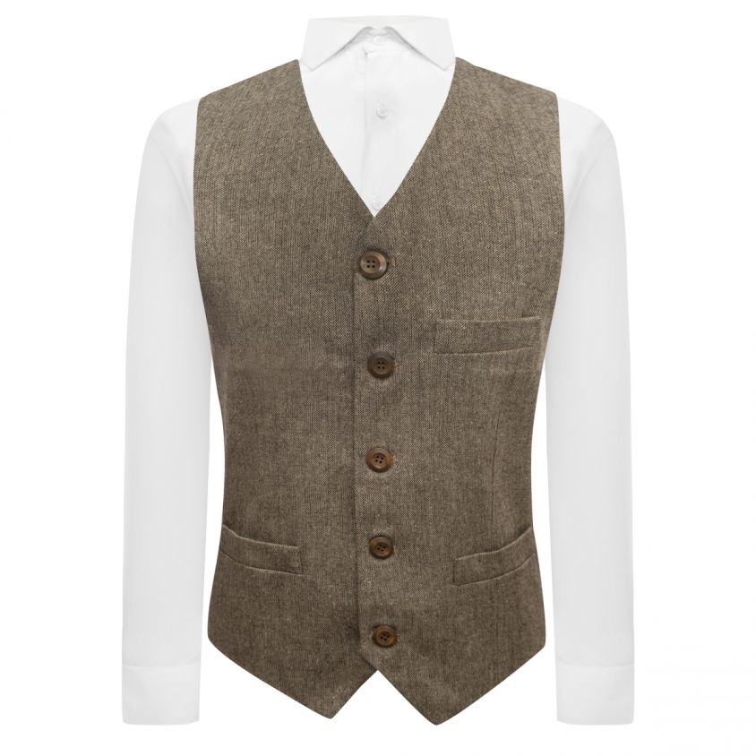 Highland Weave Latte Brown Waistcoat