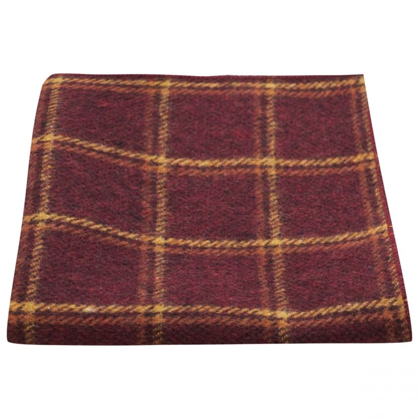 Heritage Warm Red Check Pocket Square