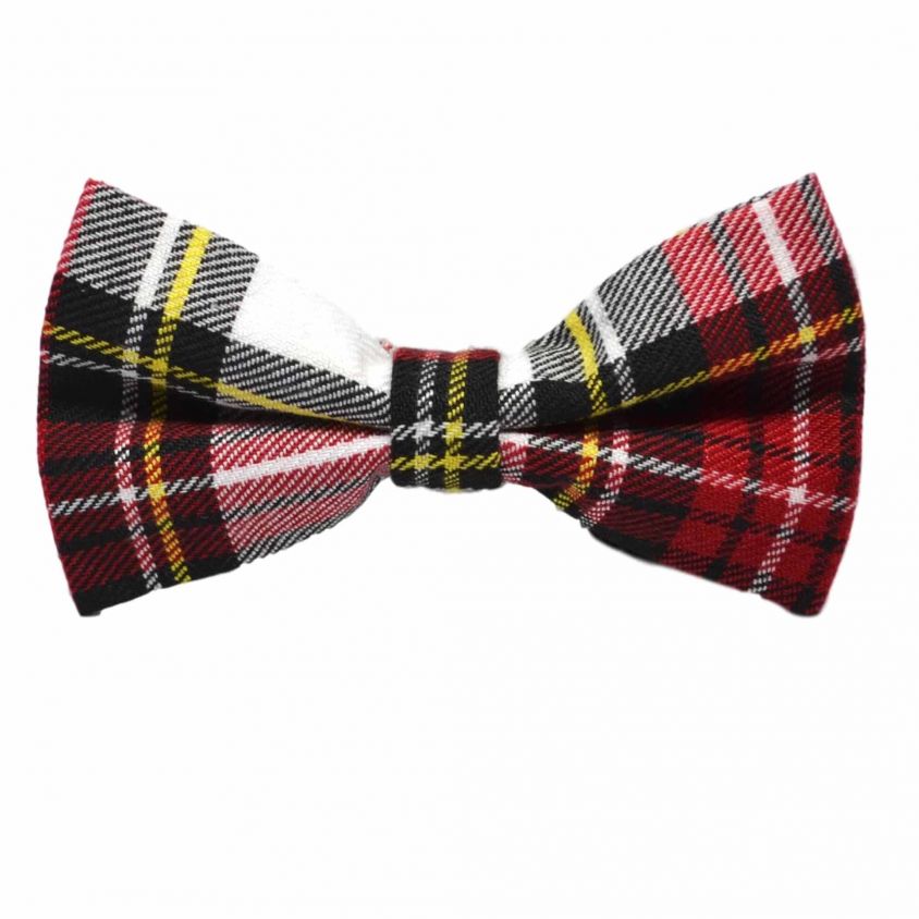 Traditional White & Red Tartan Bow Tie