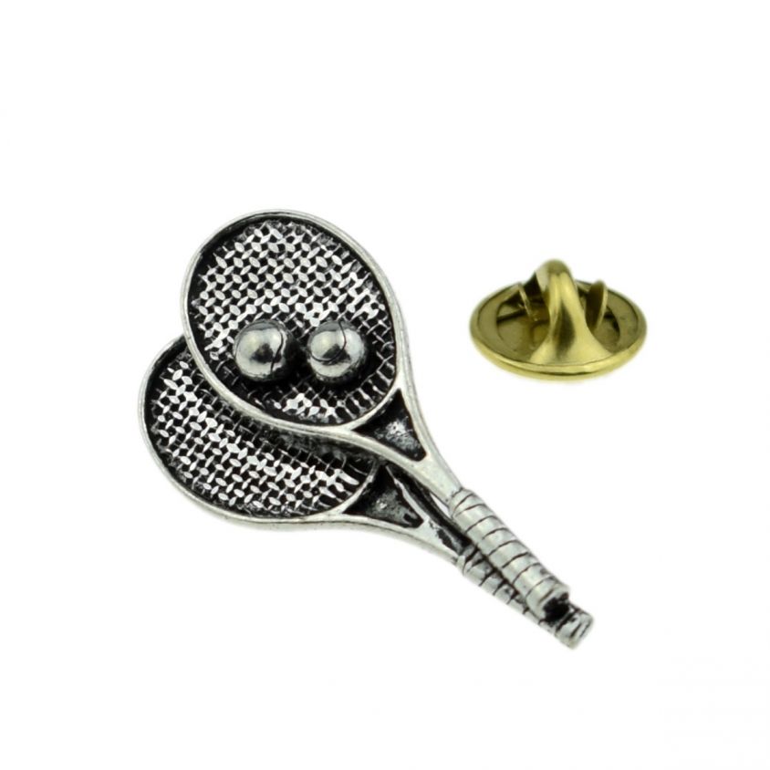 Tennis Rackets Pewter Lapel Pin