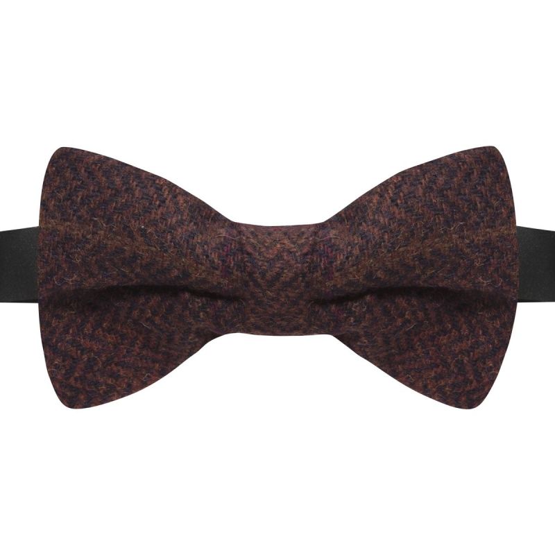 Luxury Mahogany Herringbone Check Tie Tweed 