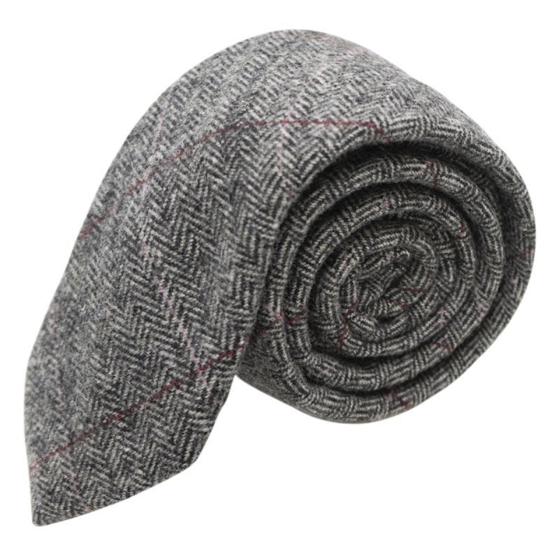 Tweed Boys Herringbone Pewter Grey Bow Tie 
